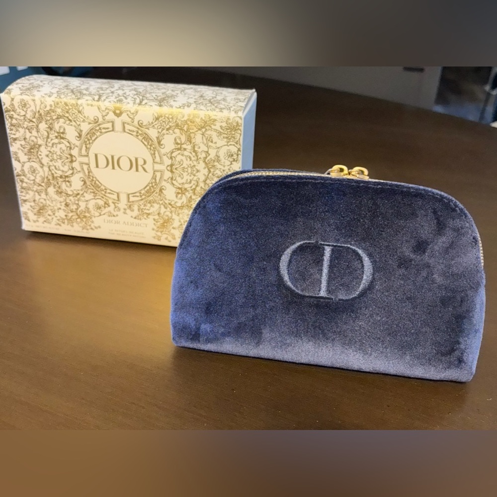 Dior Blue Velvet Pouch With Dior Addict Box